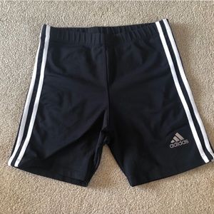 adidas Bottoms - Adidas | Biker Spandex Shorts Black & White Stripe adidas Bottoms - Adidas | Biker Spandex Shorts Black & White Stripe